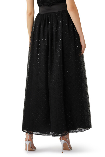 Sequin-Embroidered Mesh Skirt